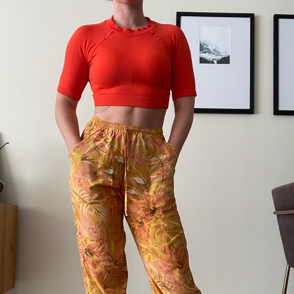 Bright orange top